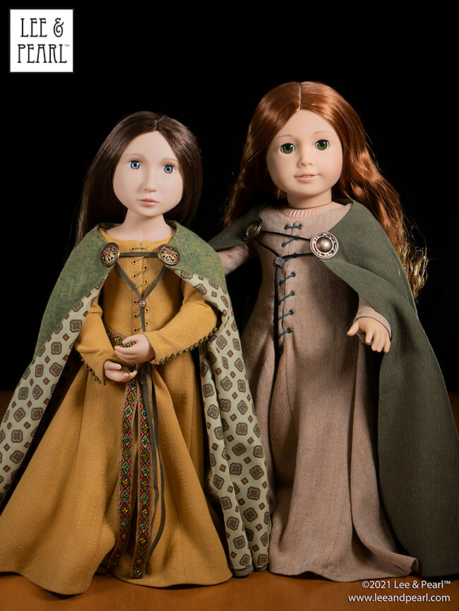 L&P Pattern 3001: A Late Medieval Lady's Wardrobe is now available for 16 inch A Girl for All Time dolls and 18 inch American Girl dolls. Wearing her SHIFT, fully lined KIRTLE and semi-circular MANTLE, your doll will make a perfect medieval maiden. Along with patterns and photo-illustrated directions, the PDF package includes a historical section on the era, the garments, the fabrics, the colors, the embellishments and the people. It’s the ideal entry to the world of medieval Europe!