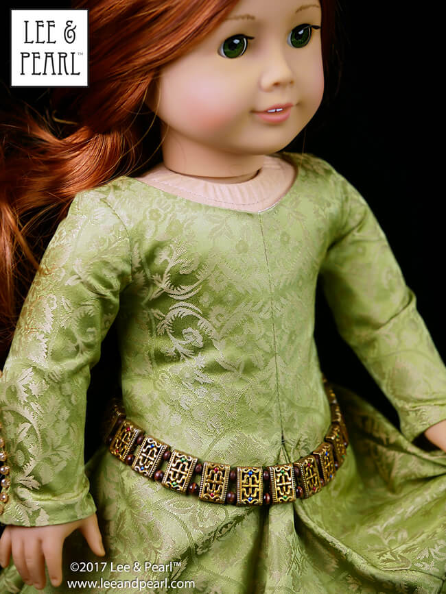 Lee & Pearl Pattern 3001: A Late Medieval Lady’s Wardrobe for 18 Inch American Girl dolls — available in the Lee & Pearl Etsy store.