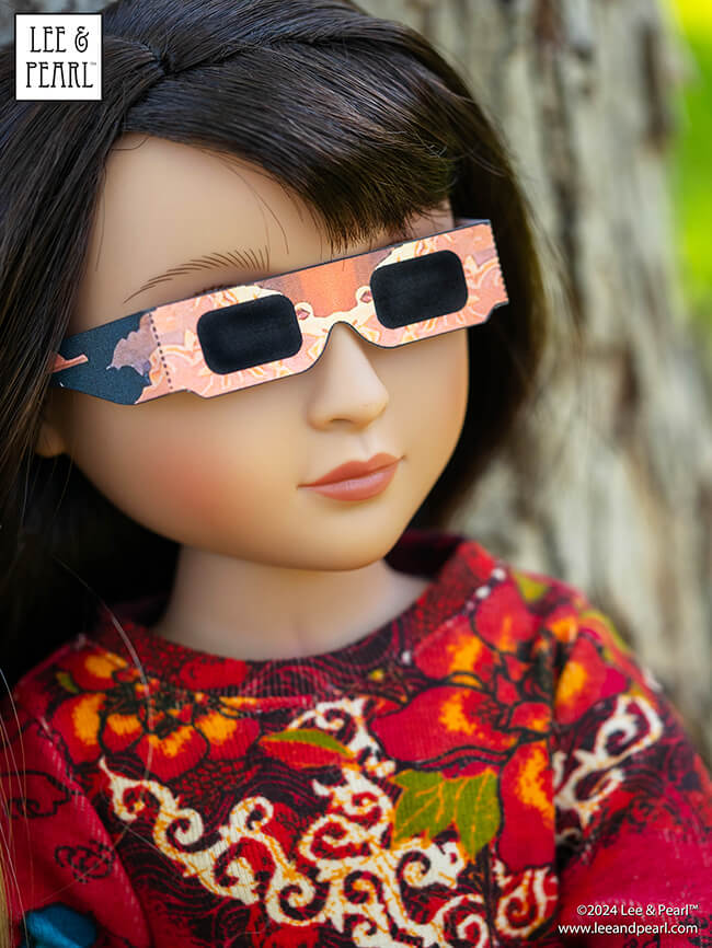 Get ready for the 2024 TOTAL SOLAR ECLIPSE with the heat transfer graphic and play eclipse glasses for dolls FREE PRINTABLE CRAFT PACKAGE from Lee & Pearl!