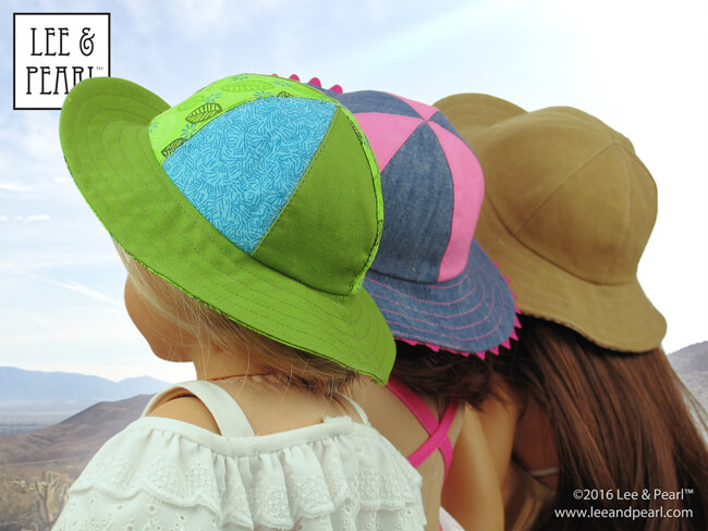 Our American Girl dolls are ready for Summer! Make your own cute sewn hats for dolls — Lee & Pearl Pattern 1017: California Girl Sun Hat for 18 Inch Dolls is now available in our Etsy shop at https://www.etsy.com/shop/leeandpearl