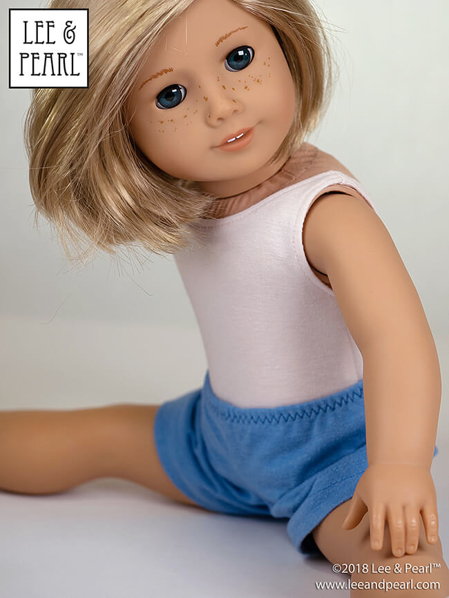 COMING SOON from Lee & Pearl™ -- Pattern 10:1 Gym Shorts for 18 inch, 16 inch and 14 1/2 inch dolls. This pattern will be the first release in our new "Pearls by Lee & Pearl" line, which will feature time- and budget-friendly patterns for easy-to-make basic wardrobe items and accessories, featuring the same fabulous fit and detail that you are used to from our regular line.