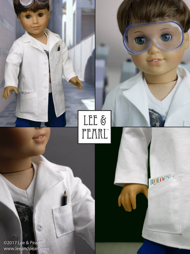 We’re so excited about American Girl’s 2018 STEM theme. We got ahead of the scientist curve last year with our Pattern 1025: She Blinded Me with Science Unisex Lab Coat (or Unlined Coat) and Safety Goggles for Dolls — but this pattern will be our FREE GIFT to mailing list subscribers for only a little while longer. Don't miss out. Sign up for our mailing list soon at http://leeandpearl.com/index.html#freepattern to make sure your dolls are science lab and space station ready!