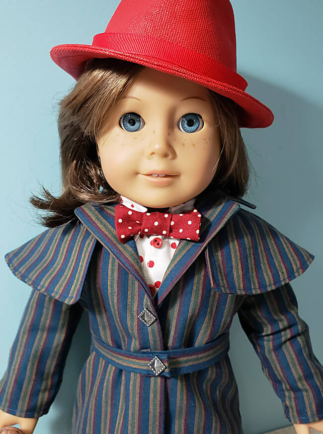 Liana G. turned her American Girl doll into the perfect Mary Poppins using an inspired combination of fabrics and details — and Lee & Pearl Pattern 1025: She Blinded Me with Science Unisex Lab Coat as the versatile base. We packed our basic coat pattern with just-like-the-real-thing features, then added a couture touch: a back yoke with invisible shaping for a perfect fit. Find this pattern in the #leeandpearl Etsy shop at https://www.etsy.com/shop/leeandpearl