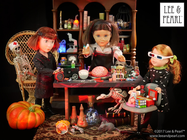 Lee & Pearl love Halloween! If you're looking for spooky holiday fun for the dolls and doll-lovers in your life, click through to our newsletter. We've got cool costume and cosplay sewing patterns and tweaks for 18 inch American Girl and other dolls, as well as doll craft tutorials and unique prop ideas. Join us!