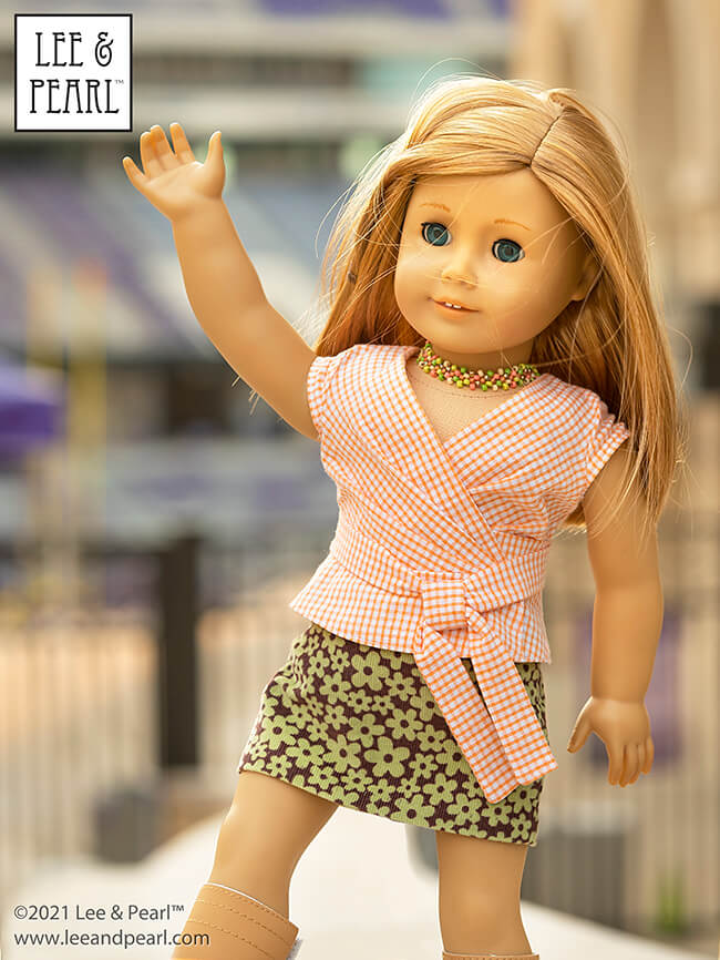 We know it can be hard to find garment weight fabrics in big-box stores, and hard to determine if online fabrics really are doll-scale. That's why we created the L&P COLLEGIATE collection of coordinated, doll-tested fabrics that we know are perfect on both counts. How do we know? Our designer sewed a capsule wardrobe for our American Girl® dolls using these fabrics and Lee & Pearl™ patterns. CLICK THROUGH to see the photo shoot!