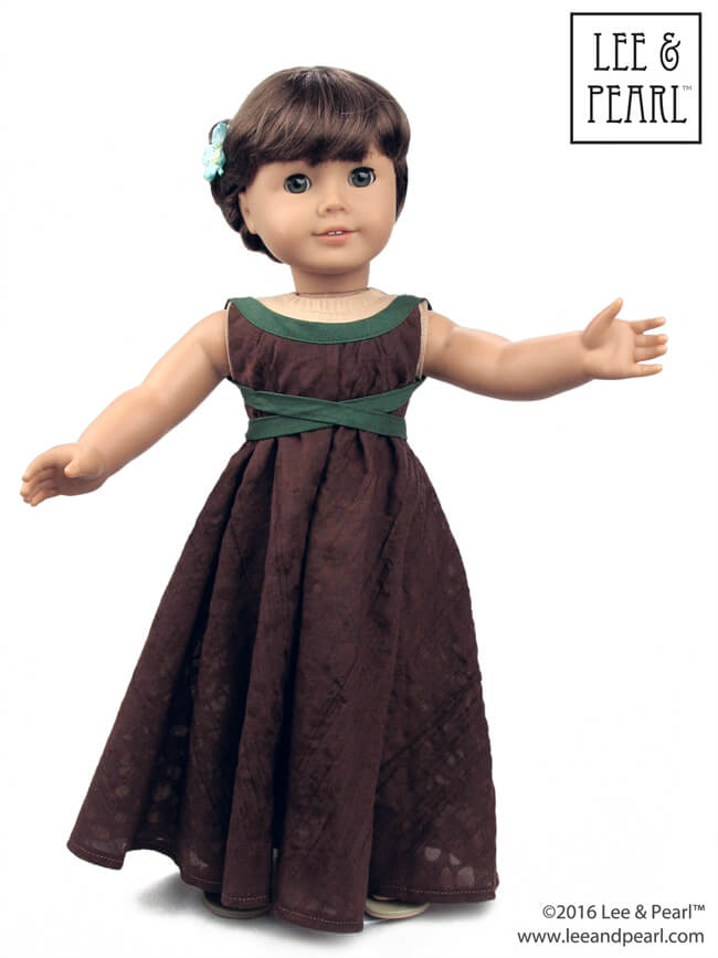 Make this stylish version of the Lee & Pearl Pattern 1032: Desert Sunrise Top or Maxi Dress for 18 inch dolls, like our American Girl doll, by criss-crossing the halter ties around the front instead of in back. Get this FREE tweak — and a trendy high-low handkerchief hem adaptation — in our June 2016 newsletter, available on our website at www.leeandpearl.com. And find Pattern 1032 in our Etsy shop at https://www.etsy.com/shop/leeandpearl