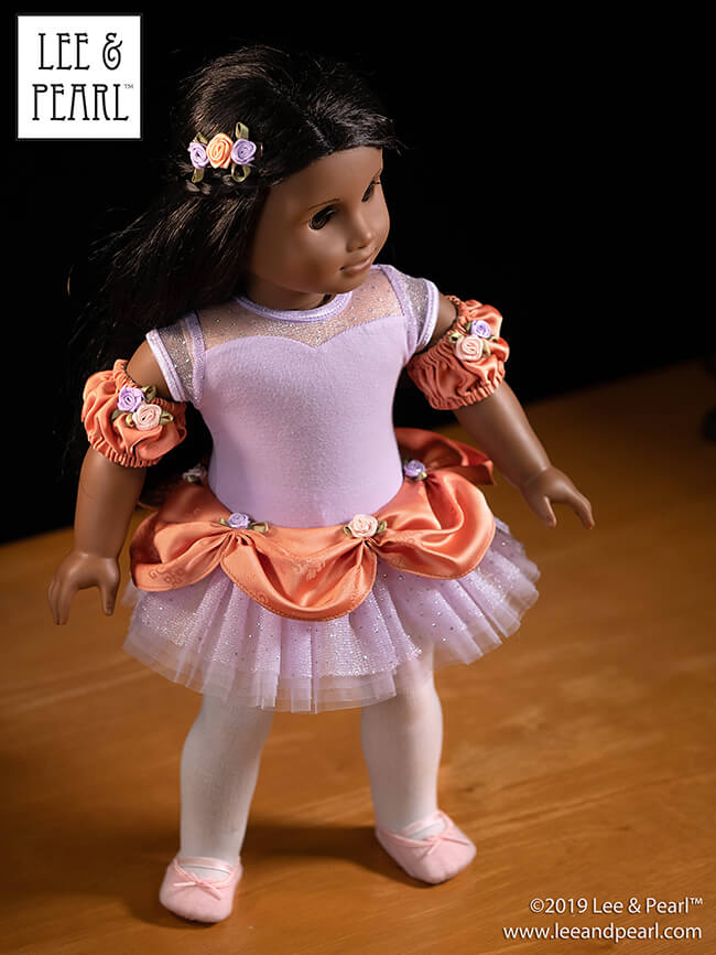 We are thrilled to announce the release of Lee & Pearl Pattern 1074: Mix-and-Match Ballet Costume Accessories — Tutu Plates, Sleeve Ruffles and Sleeve Puffs for 18 Inch dolls. This versatile pattern is the perfect complement to our popular Ballet Performance patterns, and the perfect way to accessorize your doll’s dance costumes — even purchased outfits like this American Girl brand tutu!