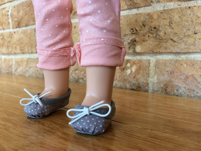 Introducing Lee & Pearl Pattern 1075: Ballet Slippers for 18 Inch, 16 Inch and 14 1/2 Inch Dolls — just like the real thing, and so easy to make you won't believe it. Lesley T. made this perfect pair of polka dot slippers for 14 1/2 inch Wellie Wisher dolls. Find this wonderful new pattern for American Girl, A Girl for All Time and Wellie Wisher dolls in the leeandpearl Etsy shop.