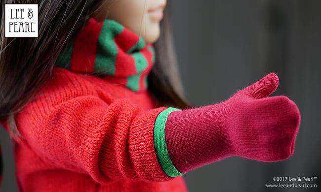 What's the perfect finishing touch for any winter outfit? GLOVES, of course! Make your own WRISTLET or SHORTIE gloves — or elegant CLASSIC LENGTH gloves — using Lee & Pearl Pattern 2064: Posh Accessories 1960s Flower Pot Hat, Gloves, Pearl Necklaces, Retro Cluster Earrings and Fabric Flower Trim for 18 Inch Dolls, like our American Girl doll.