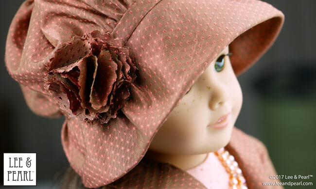 COMING SOON — Lee & Pearl Pattern 2064: Posh Accessories 1960s Flower Pot Hat, Gloves, Pearl Necklaces, Cluster Earrings and Fabric Flower Trim for 18 Inch Dolls. Join our mailing list at www.leeandpearl.com and we’ll let you know as soon as this fun and fancy pattern launches in our Etsy store — perfect for the well-dressed American Girl doll!