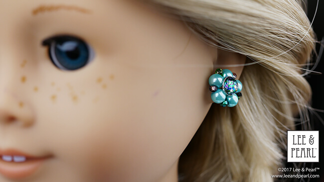 Introducing Lee & Pearl Pattern 2064: Posh Accessories 1960s Flower Pot Hat, Gloves, Pearl Necklaces, Retro Cluster Earrings and Fabric Flower Trim for 18 Inch Dolls, like our American Girl doll. Because no vintage outfit is complete without the right jewelry, we've included detailed directions for a selection of easy-to-make iconic pieces, like a 2-TIER FAUX PEARL NECKLACE and these matching PEARL CLUSTER EARRINGS.