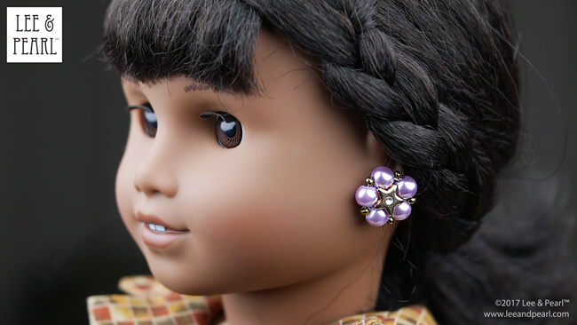 Introducing Lee & Pearl Pattern 2064: Posh Accessories 1960s Flower Pot Hat, Gloves, Pearl Necklaces, Retro Cluster Earrings and Fabric Flower Trim for 18 Inch Dolls, like our American Girl doll. Because no vintage outfit is complete without the right jewelry, we've included detailed directions for a selection of easy-to-make iconic pieces, like a 2-TIER FAUX PEARL NECKLACE and these matching PEARL CLUSTER EARRINGS.